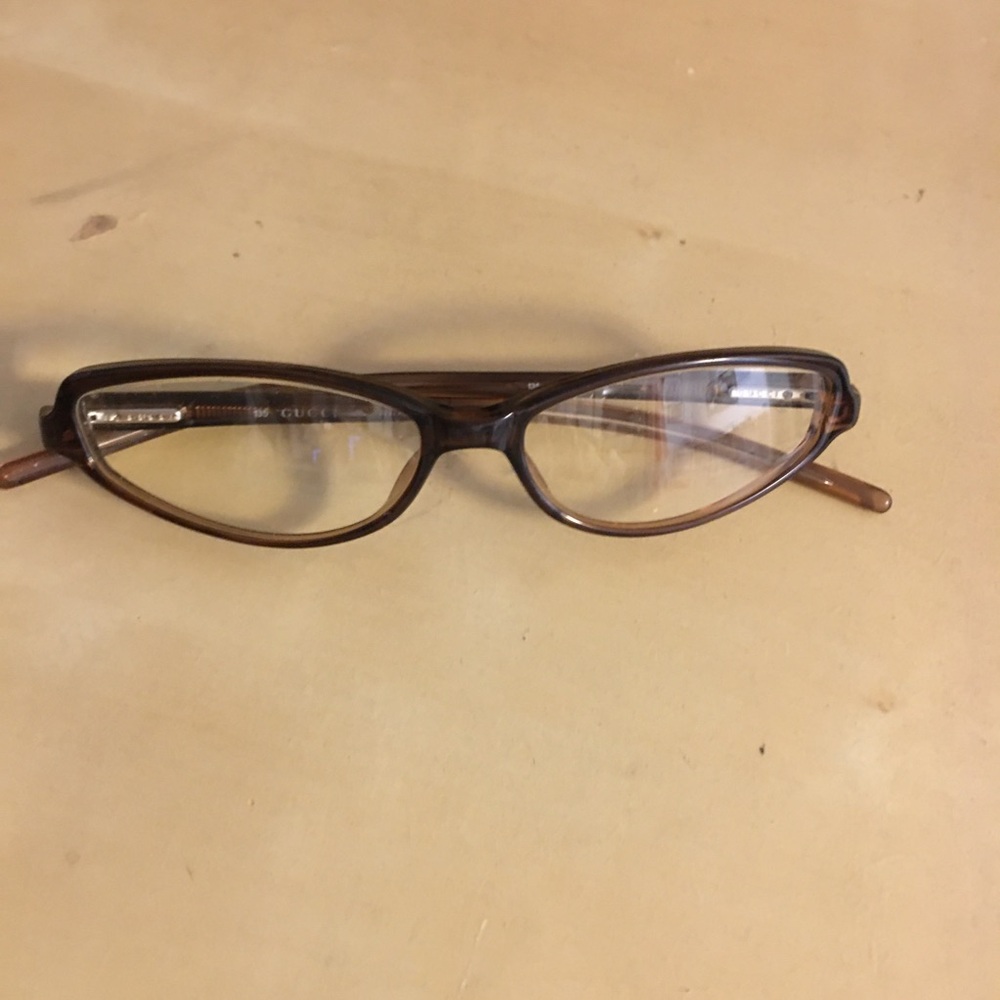 Gucci eyeglass frames small cat eye brown tan ombre Italy luxury modern